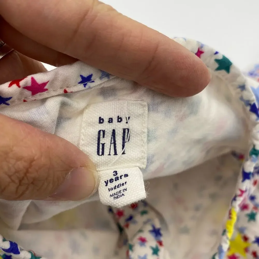 GAP Girl's Multicolor Stars Print Long Sleeve Dress Size 3YO